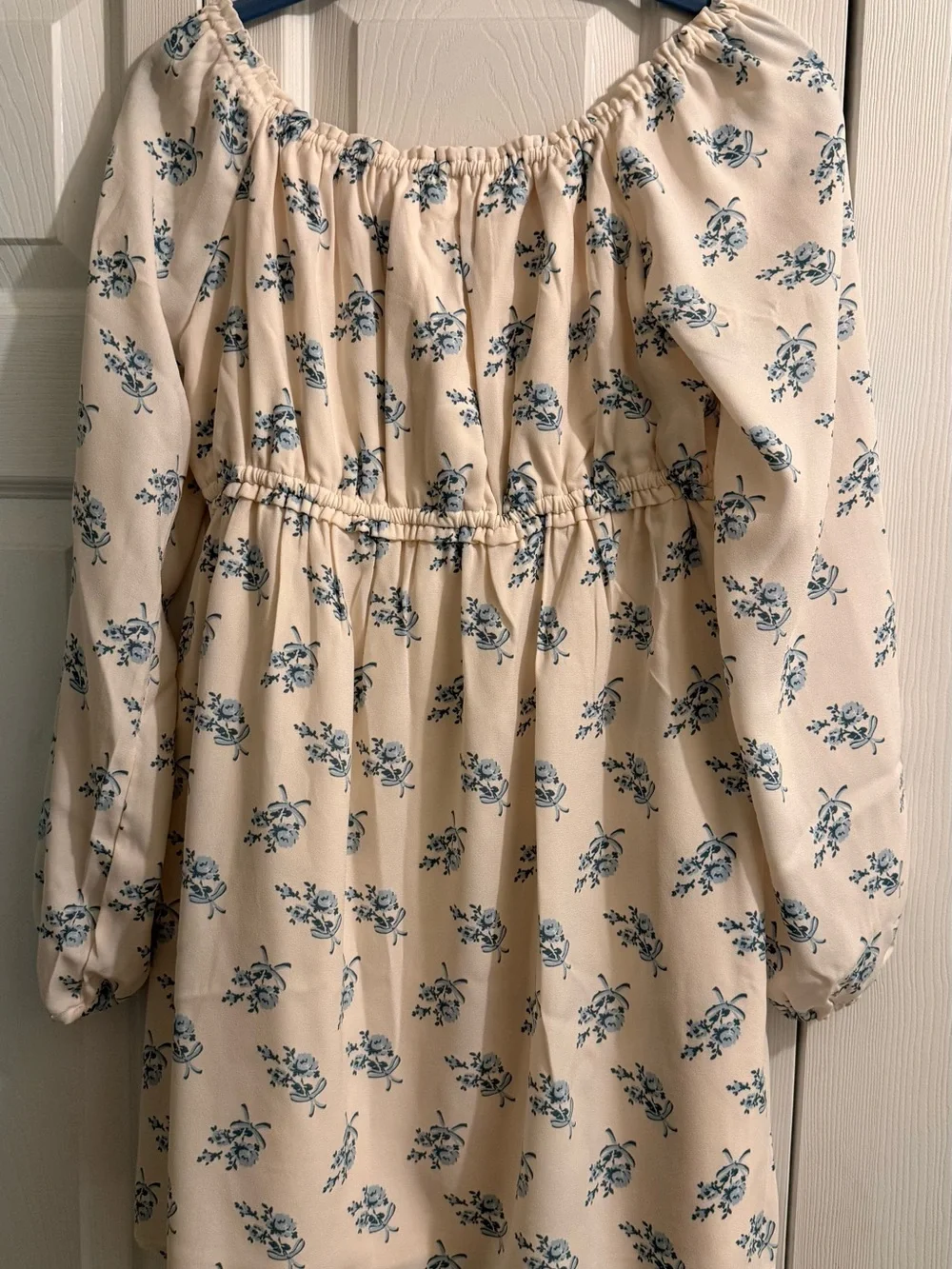 abercrombie kids Cream Dress with Blue Floral Print